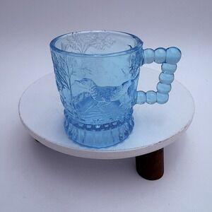 Antique Bryce Brothers #1301 Pointing Dog Cobalt Blue Childs Mug w/Bubble Handle